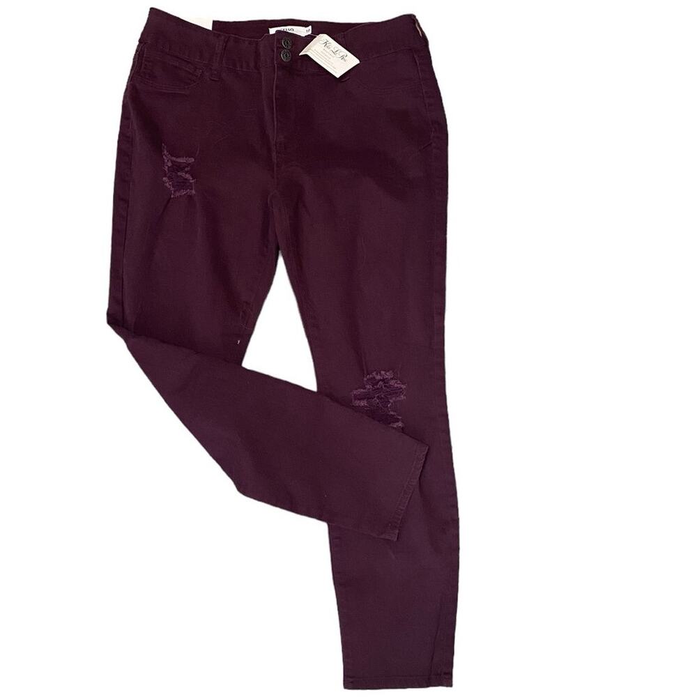 Cello  Madison Distressed High Rise Stretch Skinny Jeans Plum NEW Size 18